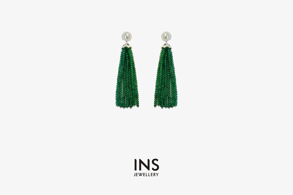 Versatile Emerald Tassel Earrings