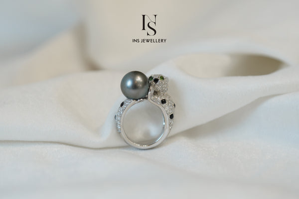 Tahitian Pearl Leopard Ring 
