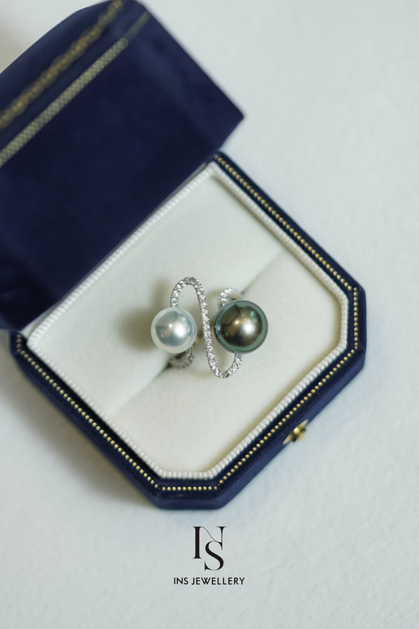 Tahitian Pearl Ring with AKOYA Pearl