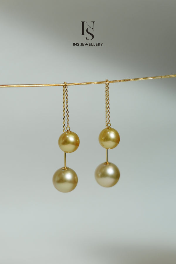 Golden Pearl Tassel Earrings