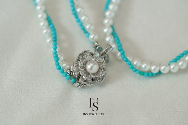 Turquoise Necklace with Fresh Water Pearl