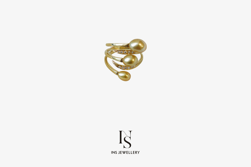 Golden Keshi Pearl Ring