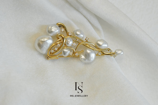 South Sea Keshi Pearl Brooch