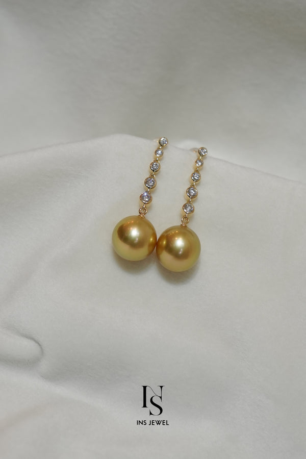 0316 Golden Pearl Drop Earrings