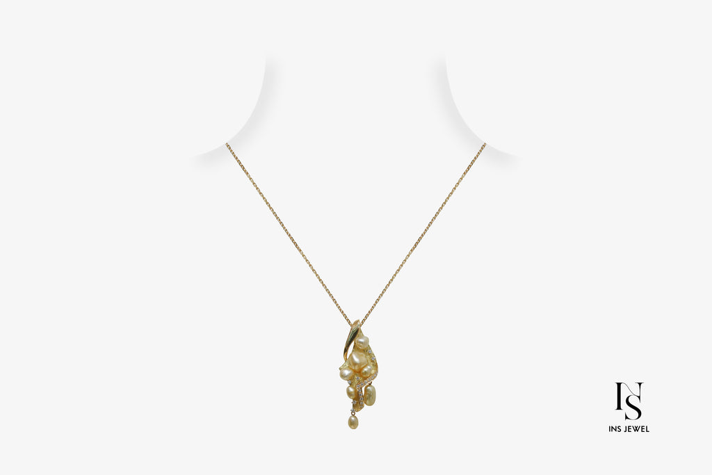0349 Golden Keshi Pearl Necklace