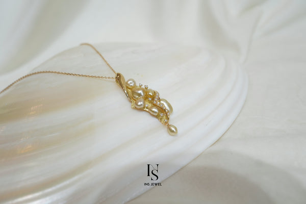 0349 Golden Keshi Pearl Necklace