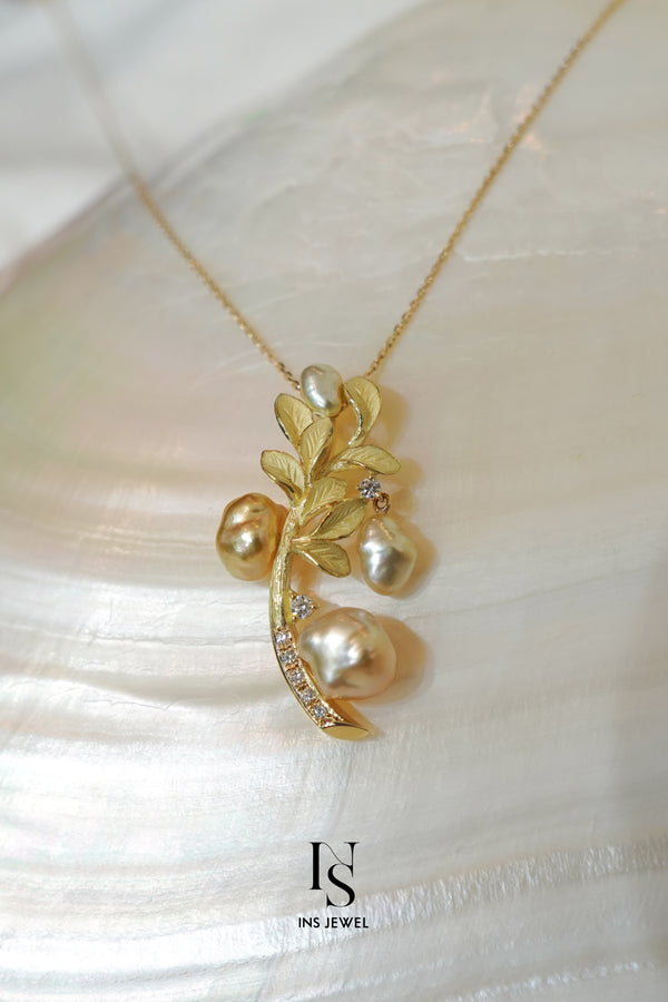 0350 Golden Keshi Pearl Necklace