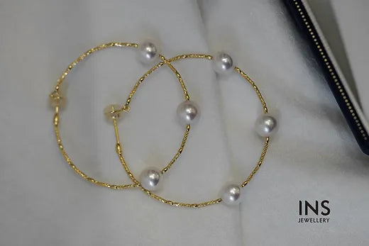Japanese Akoya Pearl Hoop Earrings
