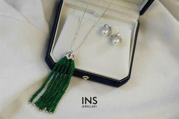 Versatile Emerald Tassel Earrings